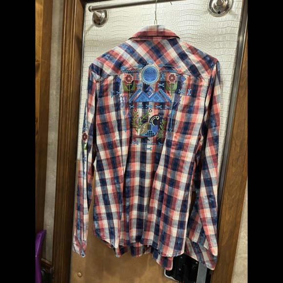 Michael Ryan plaid with embroidery - Picture 2 of 2